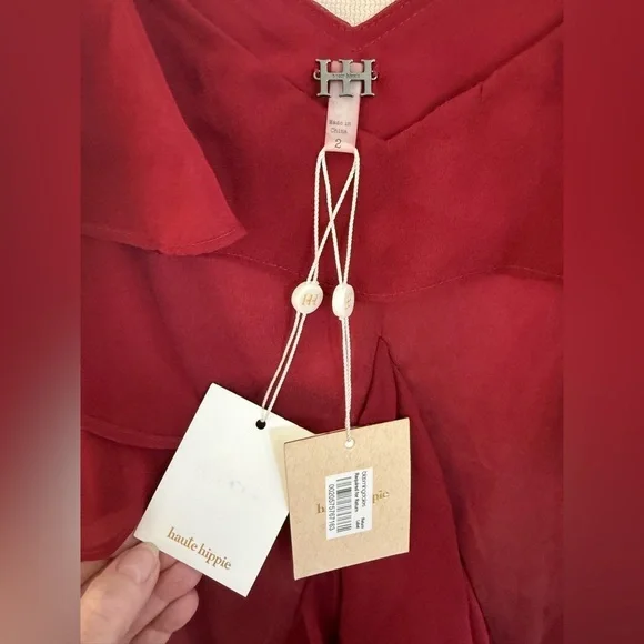 Haute Hippie Silk Chiffon Bibi Ruffled Slip Dress – Heart Red – Size 2 – NWT - Picture 6 of 9